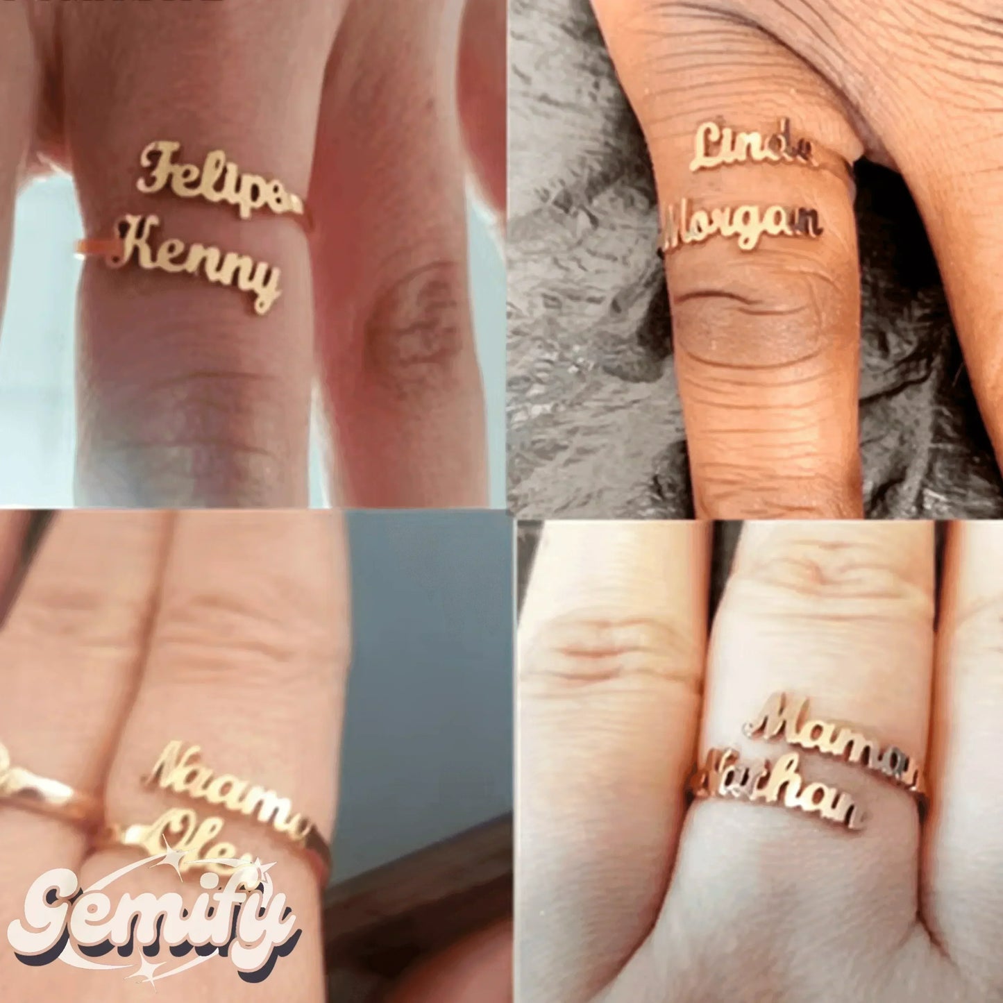 Custom Double Name Ring - Gemify