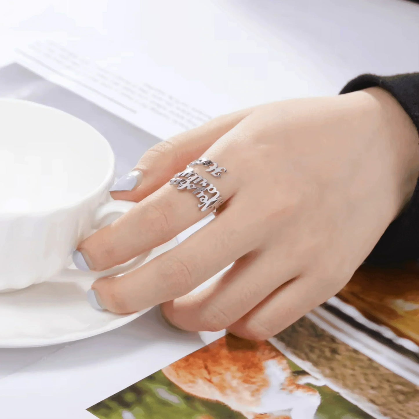 Custom Double Name Ring - Gemify