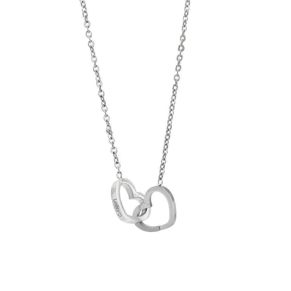 Forever rose - Double Heart Name Necklace - Gemify