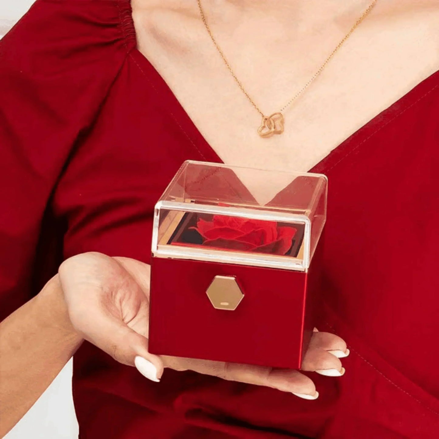 Forever rose - Double Heart Name Necklace - Gemify