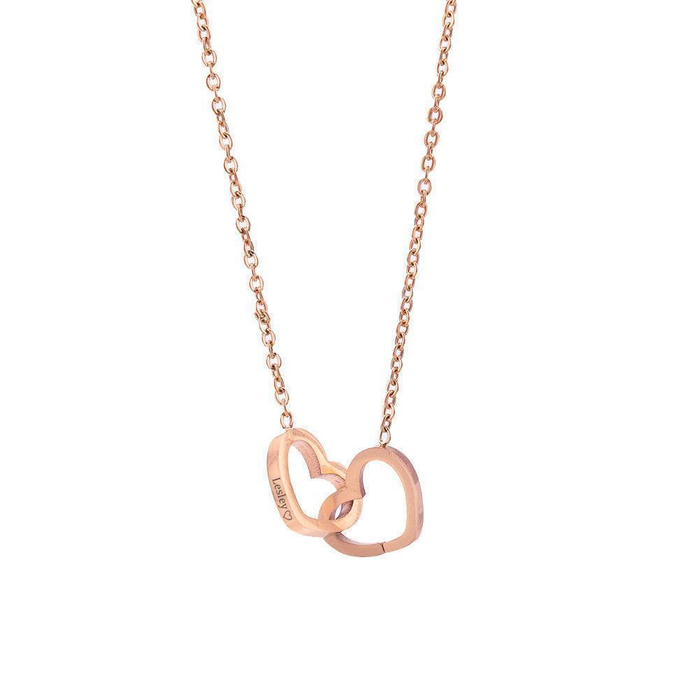 Forever rose - Double Heart Name Necklace - Gemify