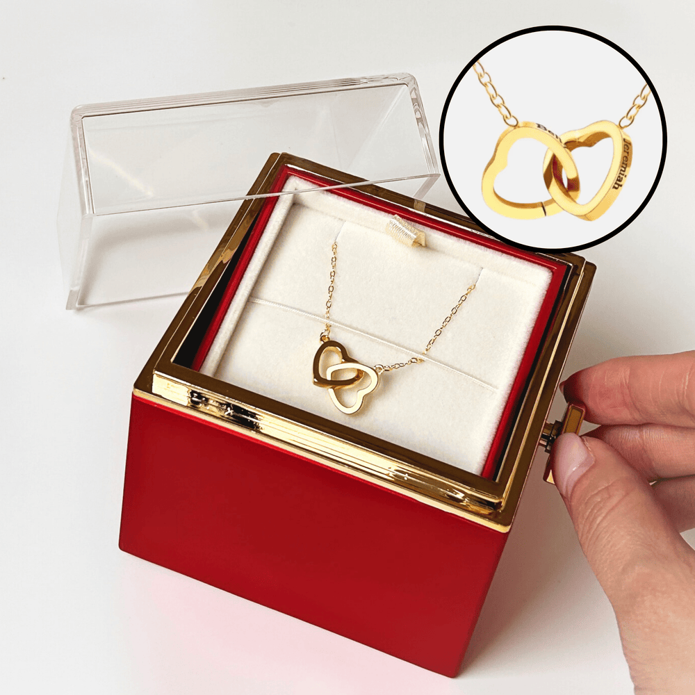 Gemify⢠Ancle bracelet The Engraved Hearts Necklace - Forever rose box