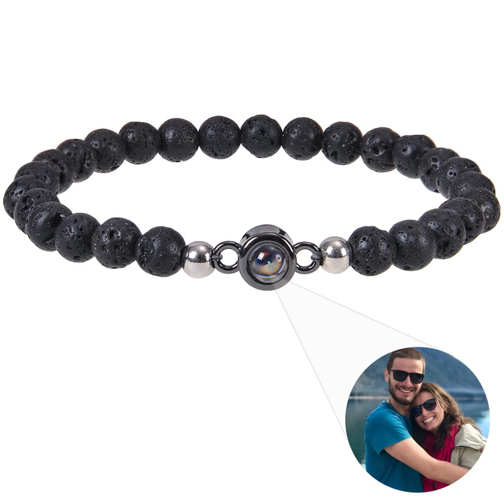 Gemify™ Beads Picture bracelet Volcanic Stone Bracelet Natural Stone Photo Projection Bracelet