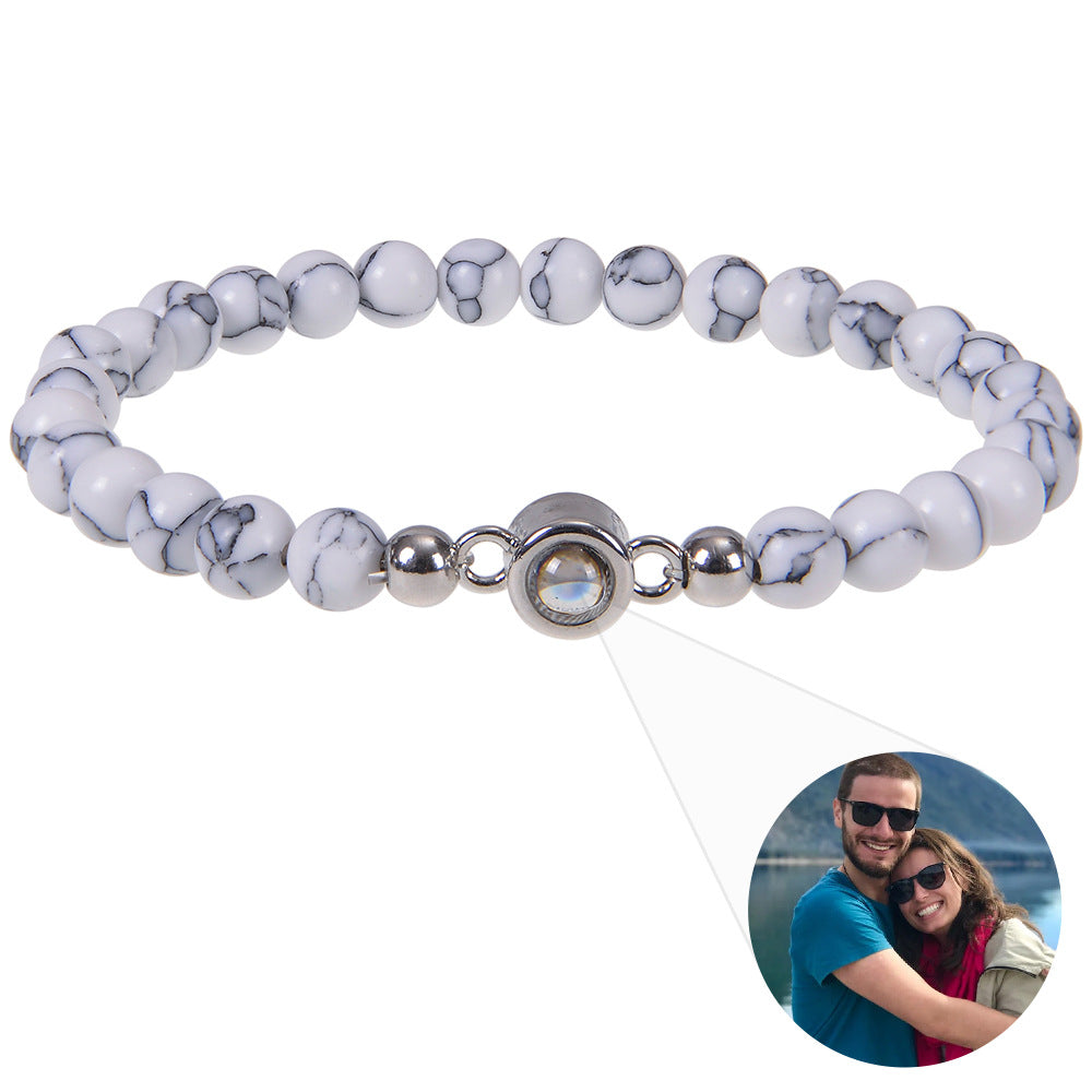 Gemify™ Beads Picture bracelet White Turquoise Bracelet Natural Stone Photo Projection Bracelet