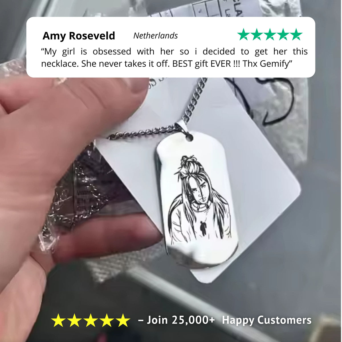 Gemify™ Dog tag Necklace Custom Photo Dog Tag Military Card Necklace
