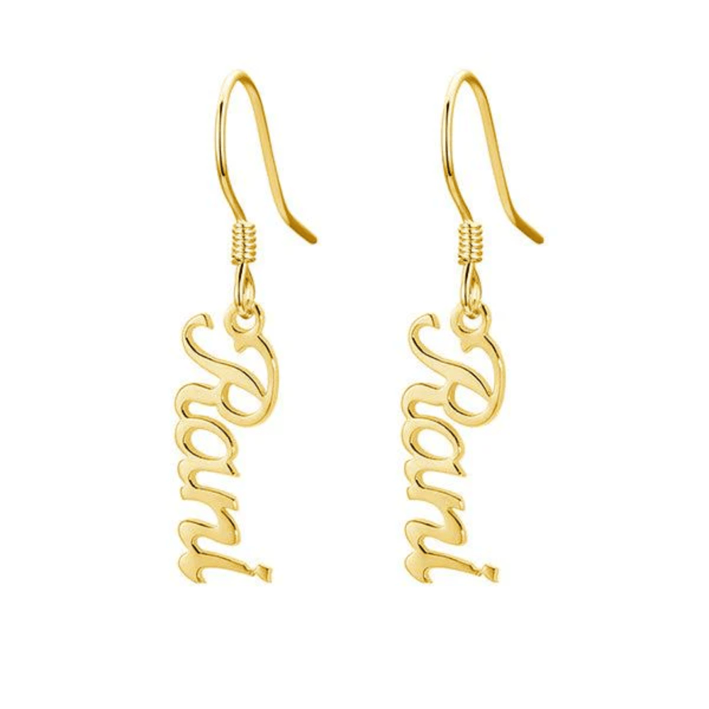 Gemify⢠Earring2down Gold Custom Vertical Name Earrings