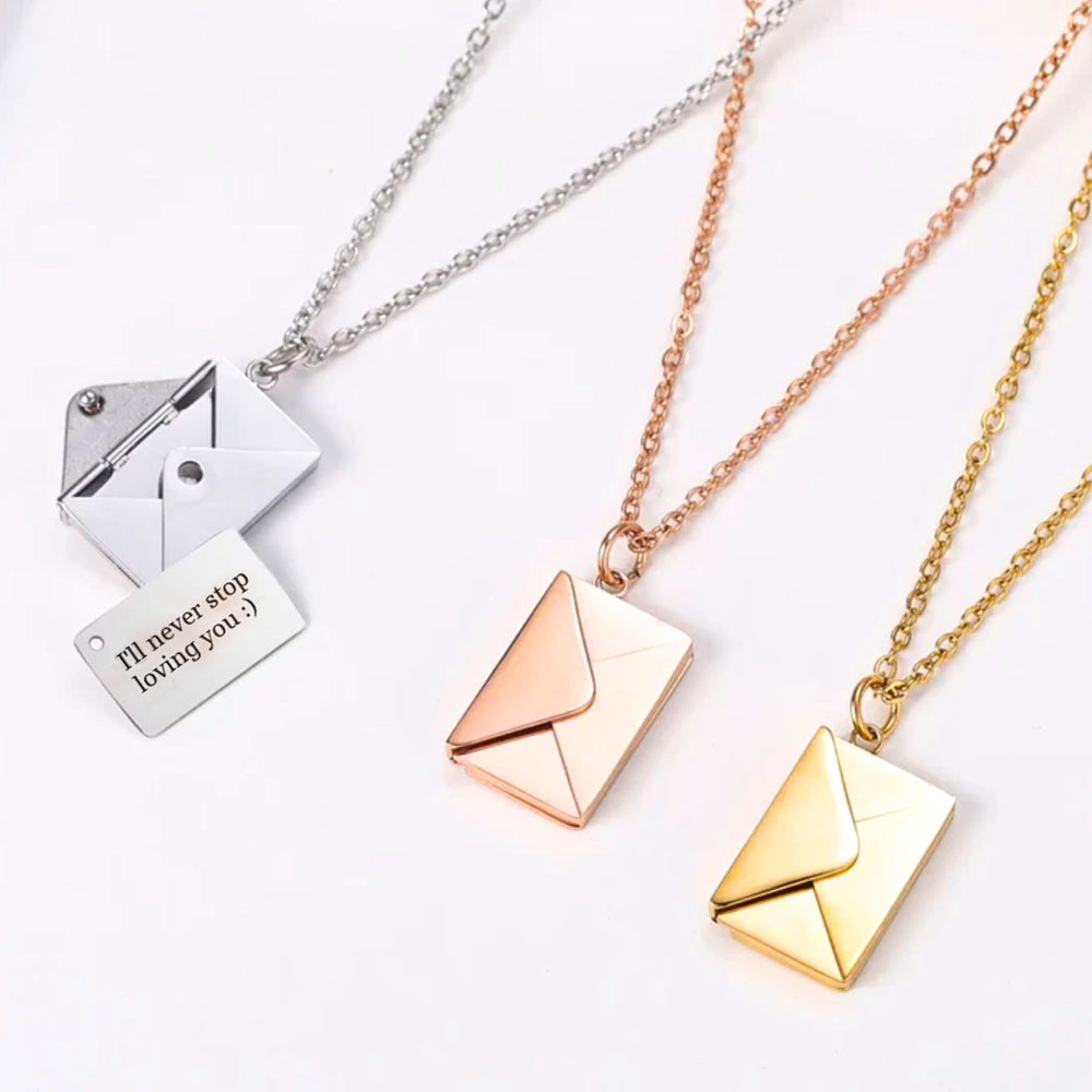 Gemify⢠Envelope chain Custom Text Love Letter Envelope Pendant