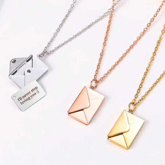 Gemify™ Envelope chain Custom Text Love Letter Envelope Pendant