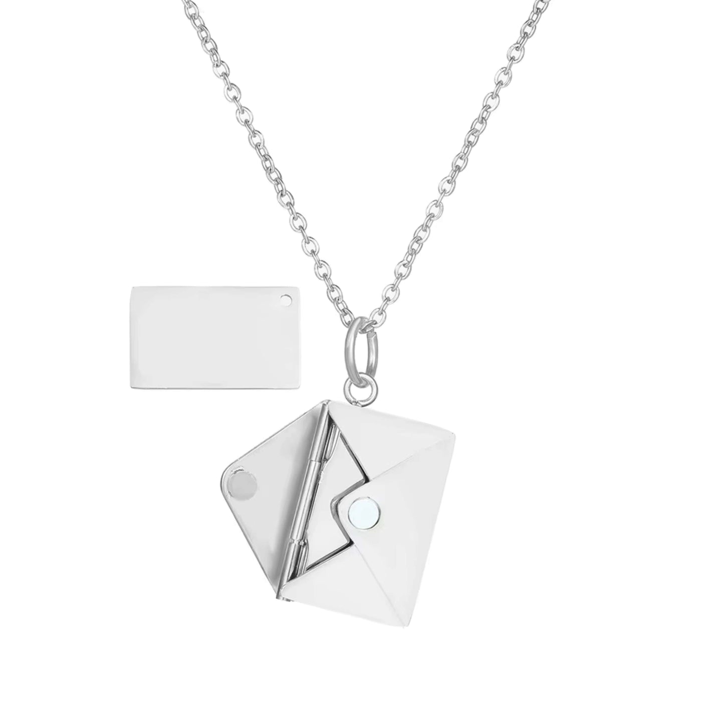 Gemify™ Envelope chain Silver Custom Text Love Letter Envelope Pendant