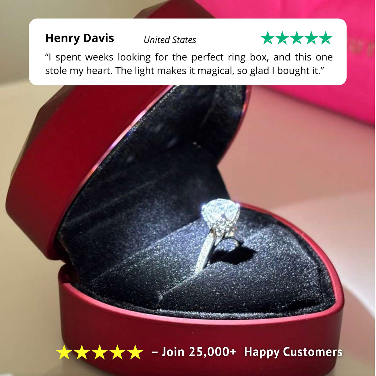 Gemify® Heart jewellry box Heart-shaped LED Jewelry Gift Box