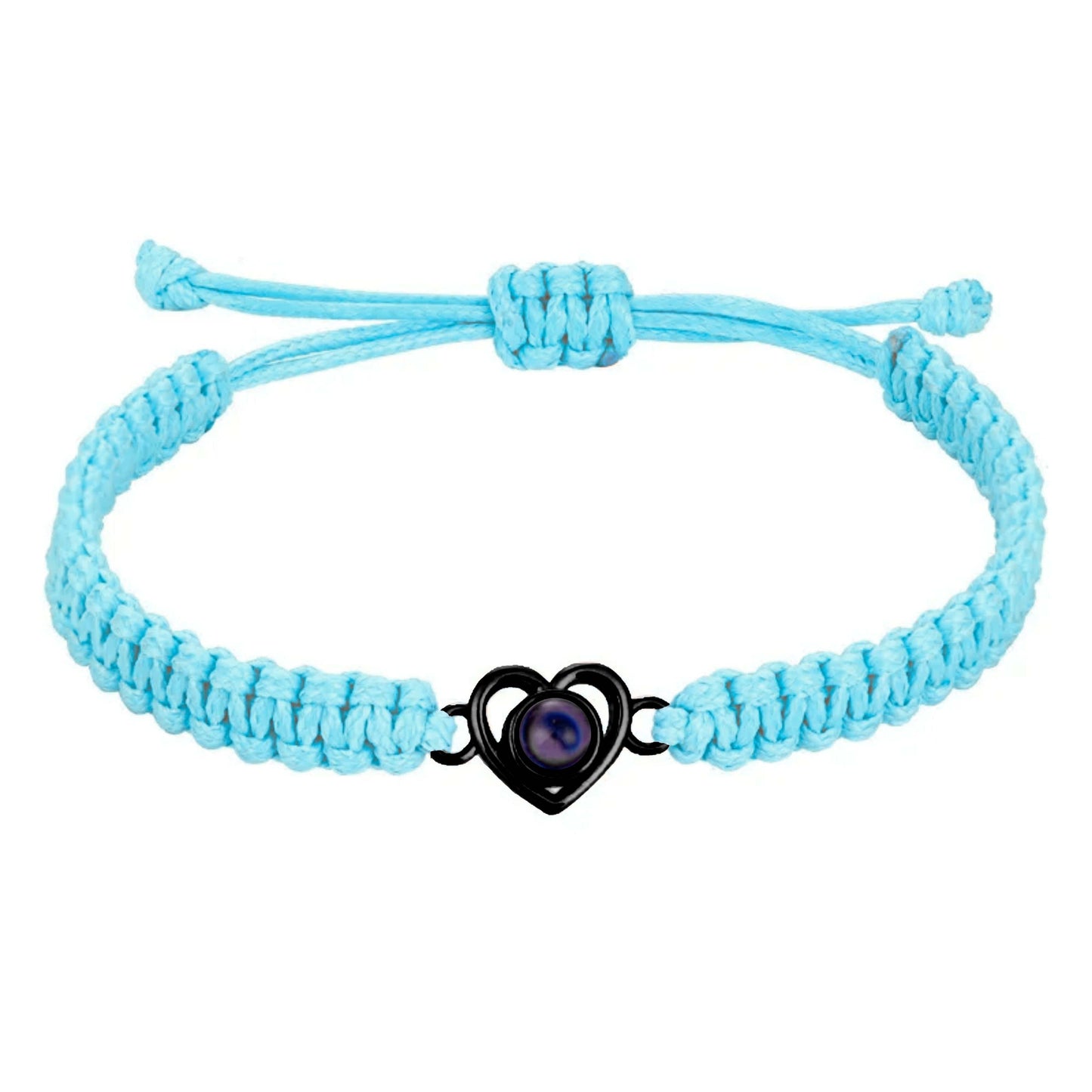 Gemify™ Heart photo bravelet rope Black / Blue rope Heart Custom Photo Projection Bracelet