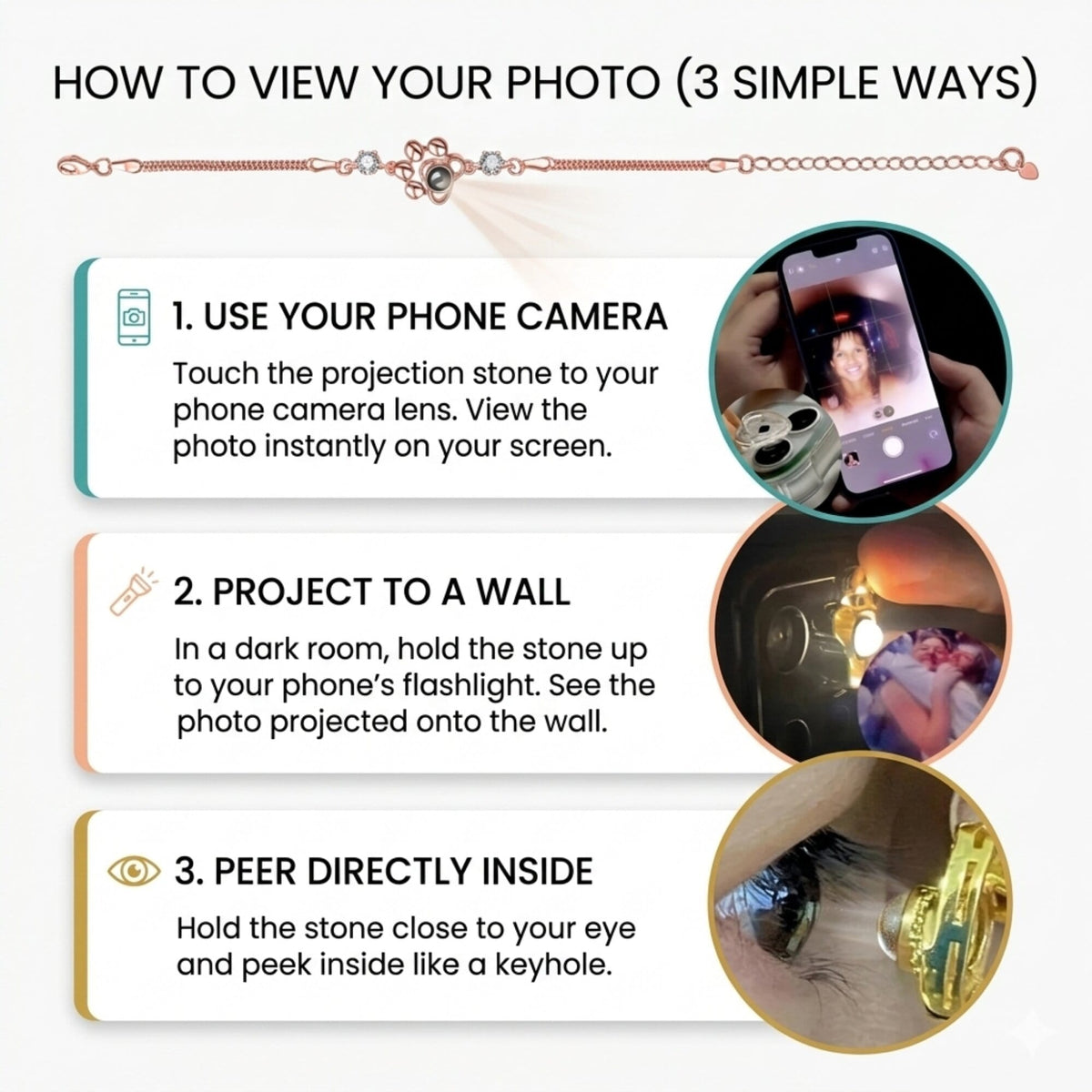 Gemify™ Pet picture bracelet 1 Custom Paw Picture Projection Bracelet