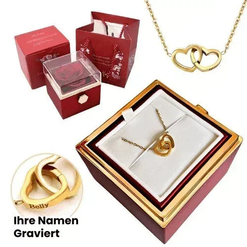 Forever rose - Double Heart Name Necklace - Gemify