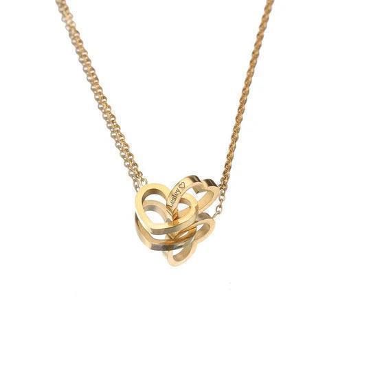 Forever rose - Double Heart Name Necklace - Gemify