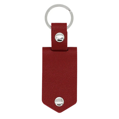 Custom leather keychain in wine red with your photo and engraved message for him or her