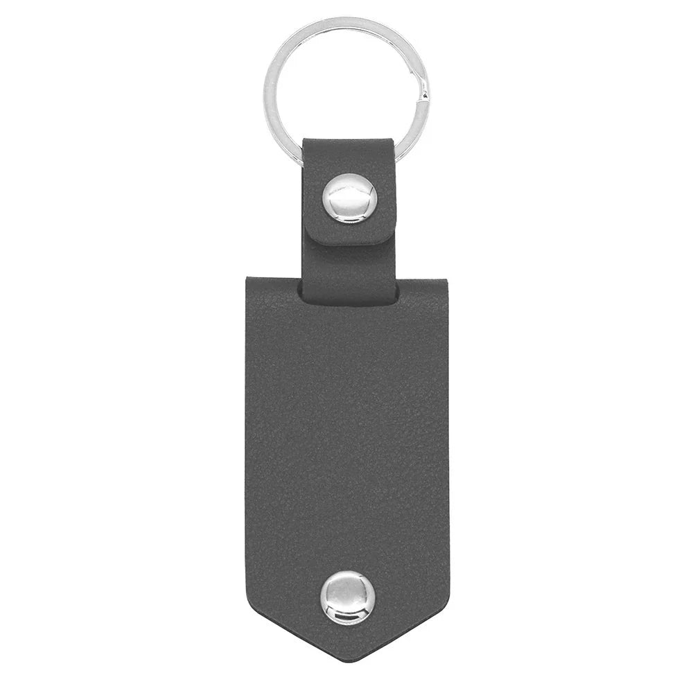 Rock grey custom keychain with engraved message, metal photo frame inside, anniversary gift