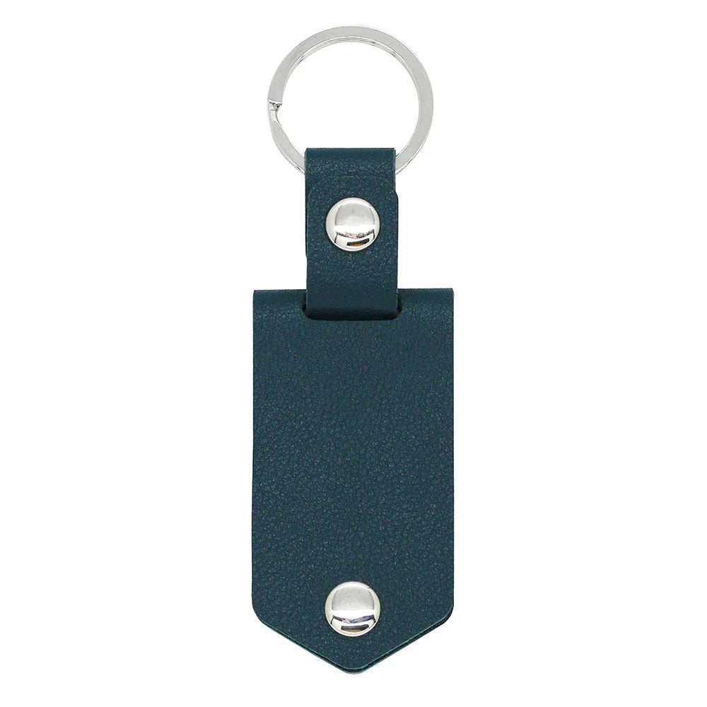 Sea blue photo keychain with custom outside text and hidden photo insert, heartfelt keepsake