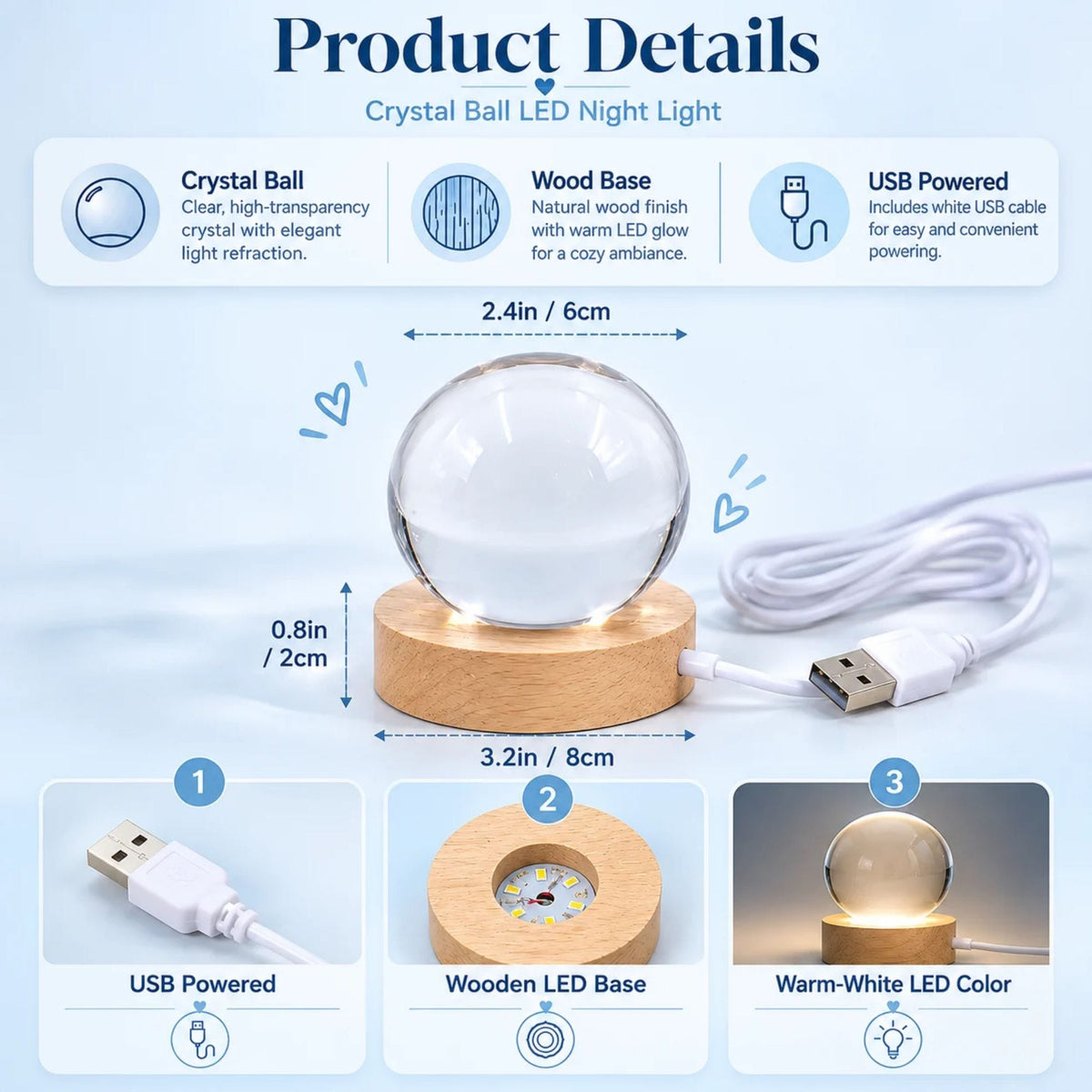 Gemify® Ancle bracelet Custom Crystal Sphere Light Ball
