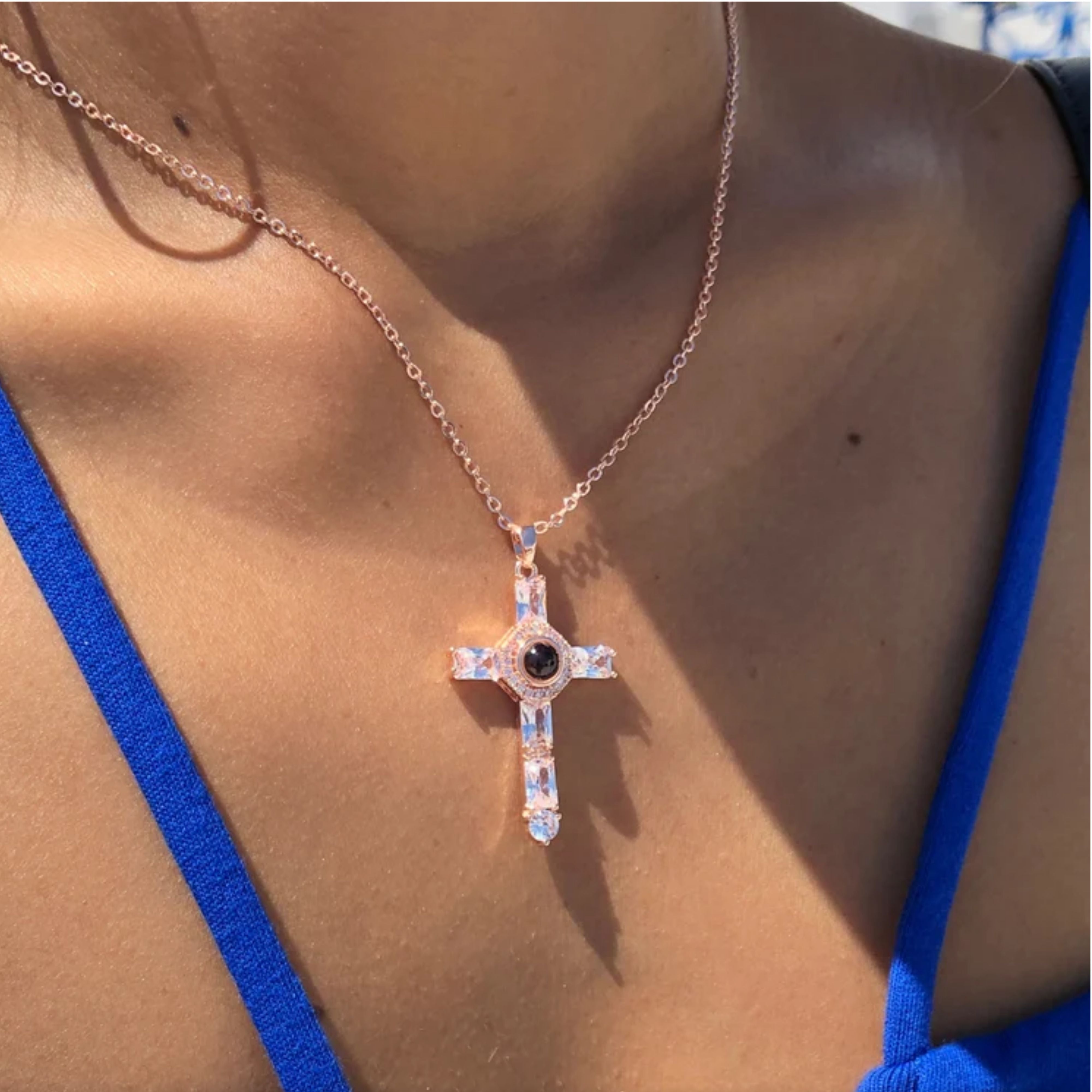 Gemify™ Custom cross photo necklace Custom Photo Cross Projection Necklace