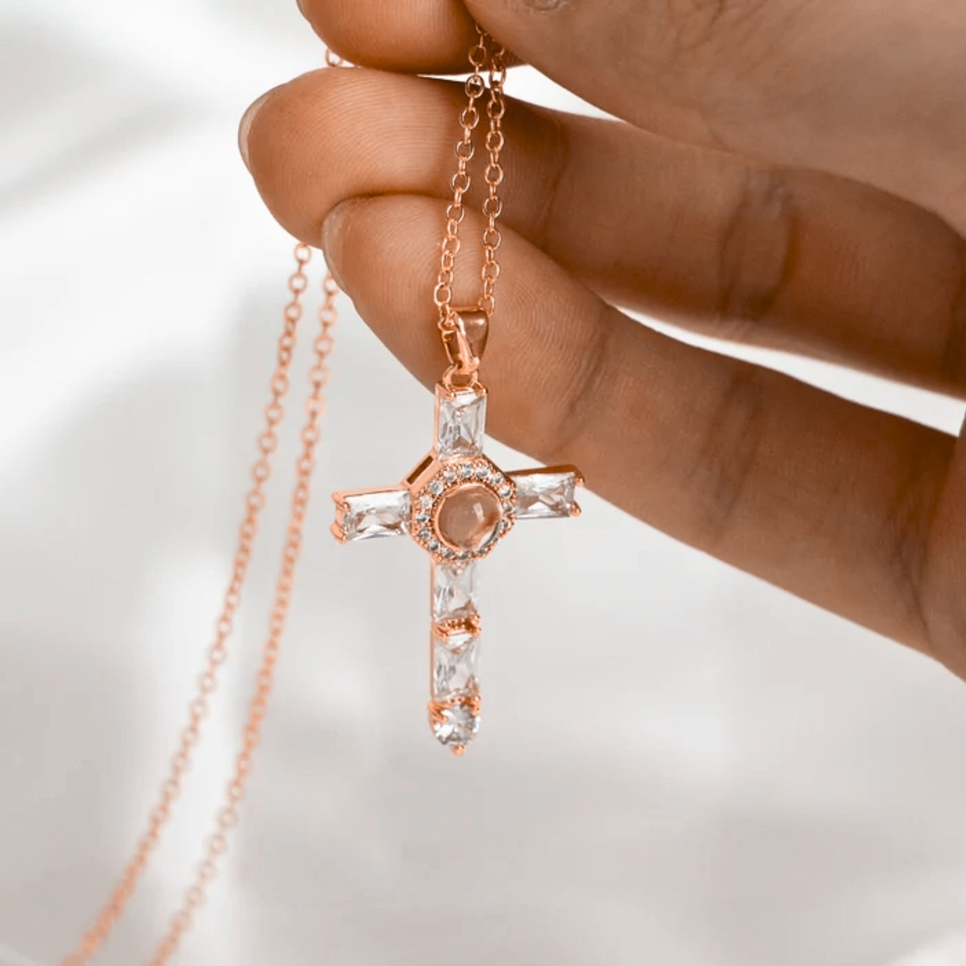 Gemify™ Custom cross photo necklace Custom Photo Cross Projection Necklace