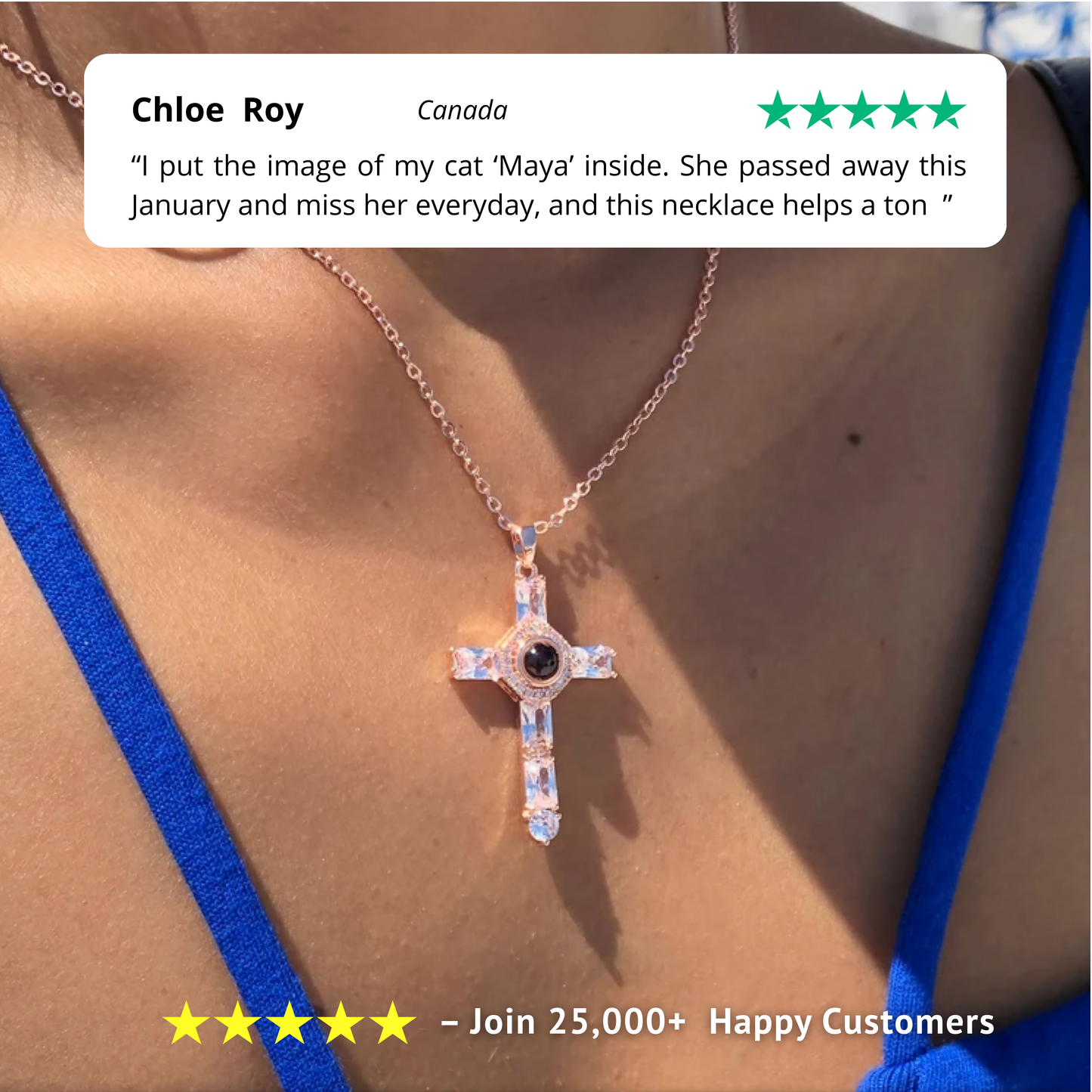 Gemify™ Custom cross photo necklace Custom Photo Cross Projection Necklace