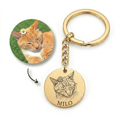 Gemify™ Disc pet chain Gold keychain / 20mm (0.8") Custom Photo Disc Pet Necklace & Keychain