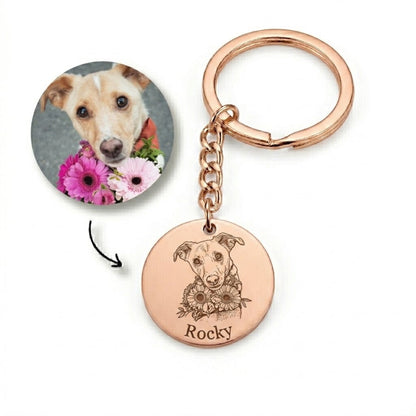 Gemify™ Disc pet chain Rose Gold keychain / 20mm (0.8") Custom Photo Disc Pet Necklace & Keychain