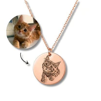 Gemify™ Disc pet chain Rose Gold Necklace / 20mm (0.8") Custom Photo Disc Pet Necklace & Keychain