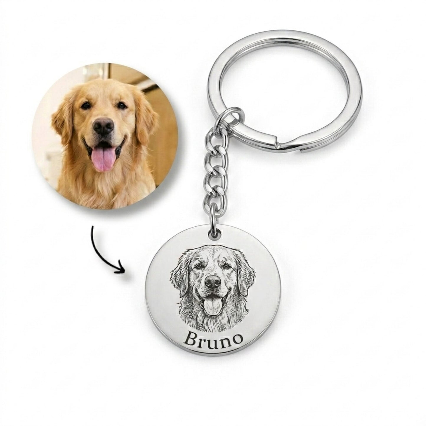 Gemify™ Disc pet chain Silver keychain / 20mm (0.8") Custom Photo Disc Pet Necklace & Keychain