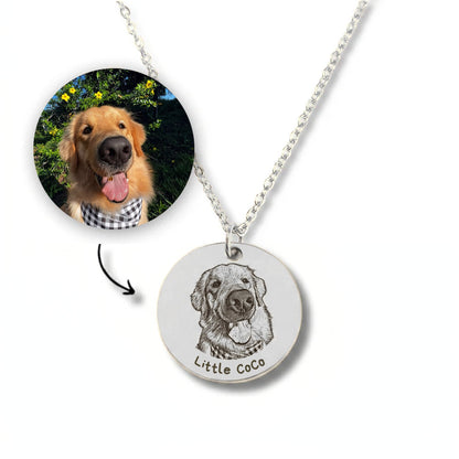 Gemify™ Disc pet chain Silver Necklace / 20mm (0.8") Custom Photo Disc Pet Necklace & Keychain