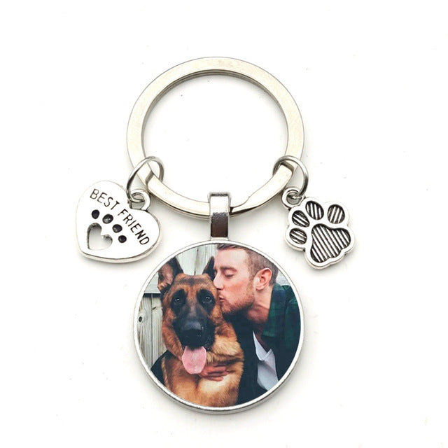 Gemify™ Dog photo keychain set Custom Pet Photo Paw & Heart Keychain