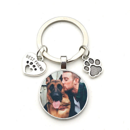 Gemify™ Dog photo keychain set Custom Pet Photo Paw & Heart Keychain