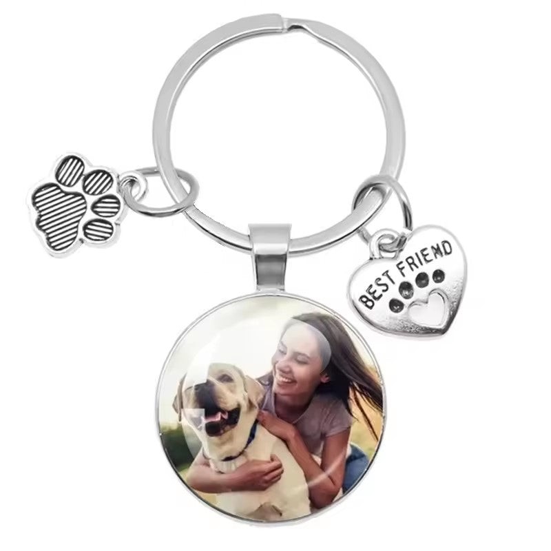 Gemify™ Dog photo keychain set Custom Pet Photo Paw & Heart Keychain