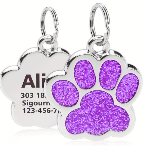 Gemify™ Dog tag #1 Purple Paw Shape Custom Dog Tag