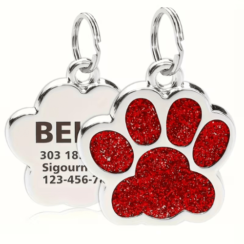 Gemify™ Dog tag #1 Red Paw Shape Custom Dog Tag