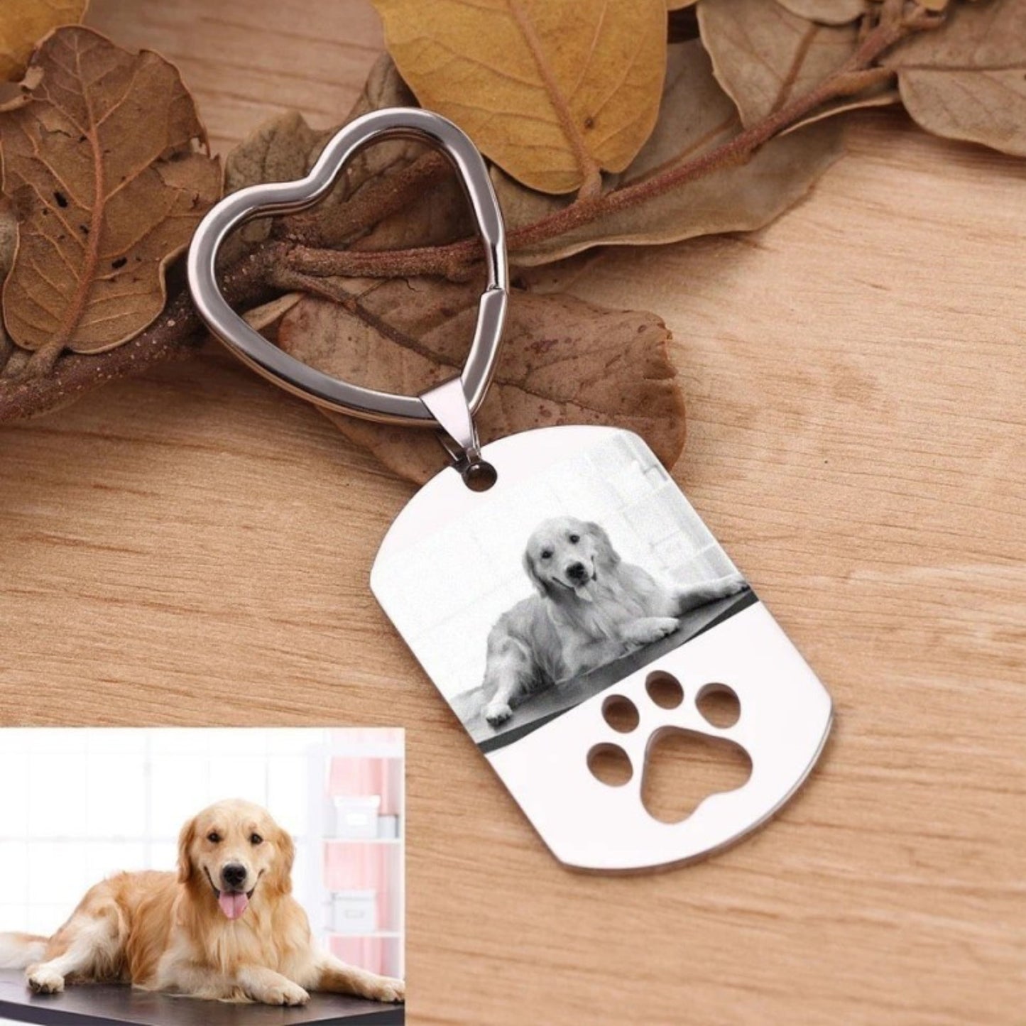 Gemify® Dog tag keychain Custom Dog Tag Photo Keychain