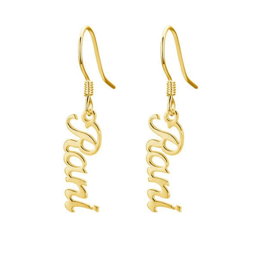 Gemify™ Earring2down Gold Custom Vertical Name Earrings