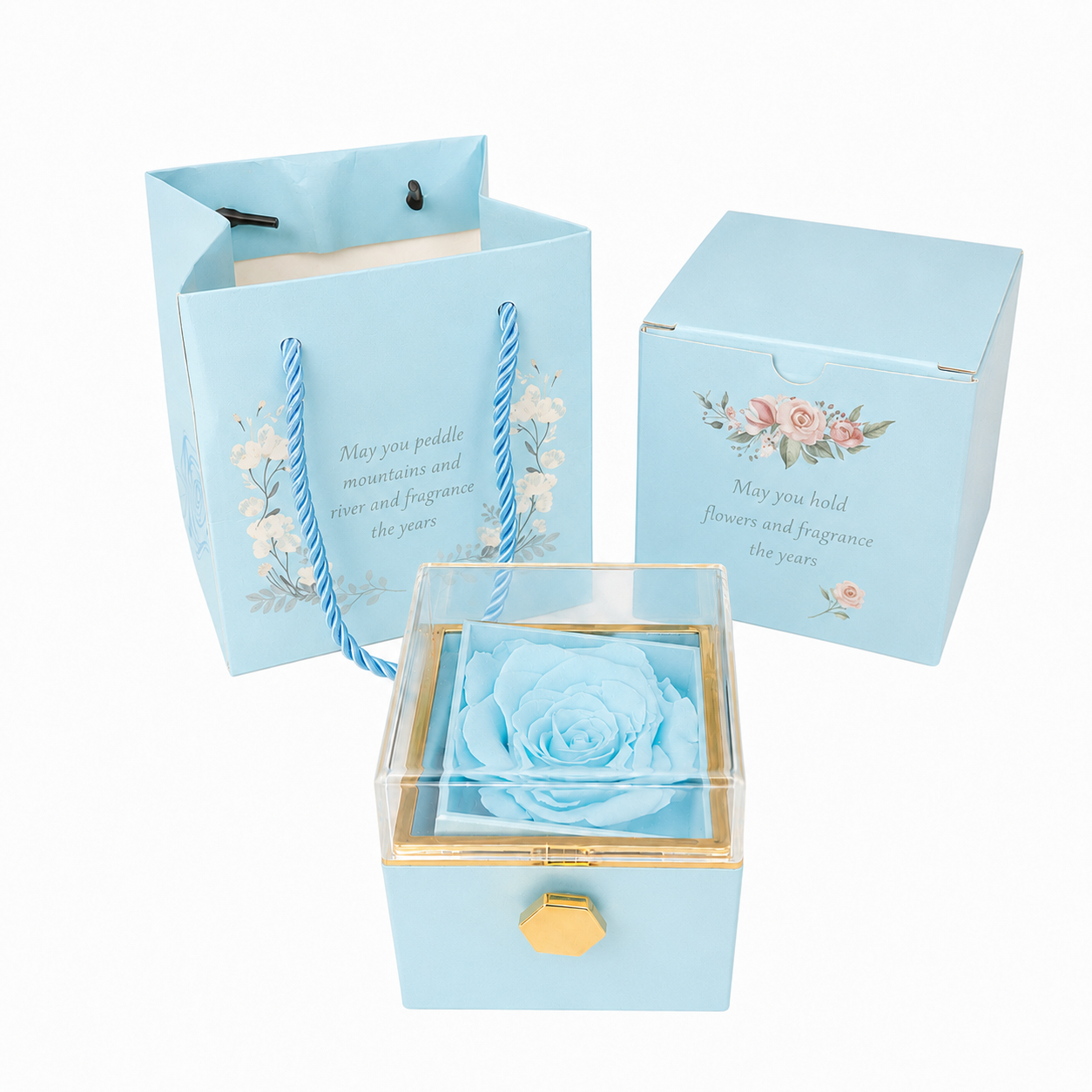 Gemify™ Eternal rose box box Light blue Rotating Eternal Rose Box