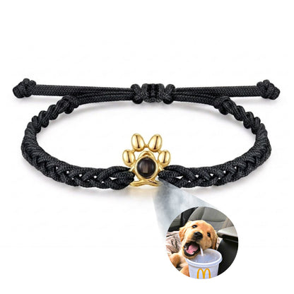 Gemify® Paw bracelet Rope Black rope gold paw Paw Braided Custom Photo Projection Bracelet