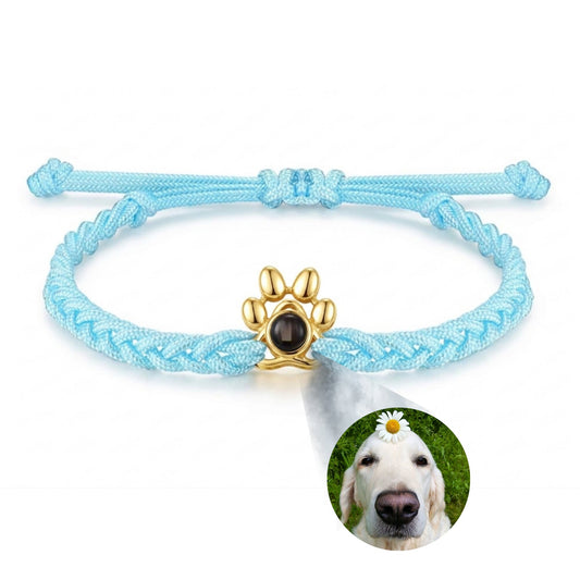 Gemify® Paw bracelet Rope Blue rope gold paw Paw Braided Custom Photo Projection Bracelet