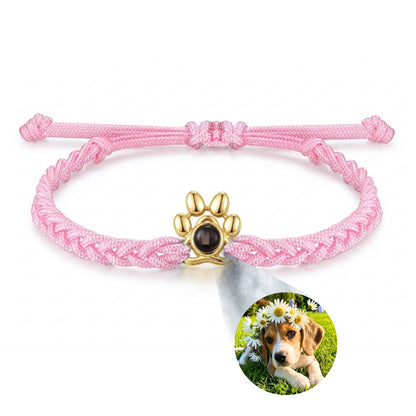 Gemify® Paw bracelet Rope Pink rope gold paw Paw Braided Custom Photo Projection Bracelet