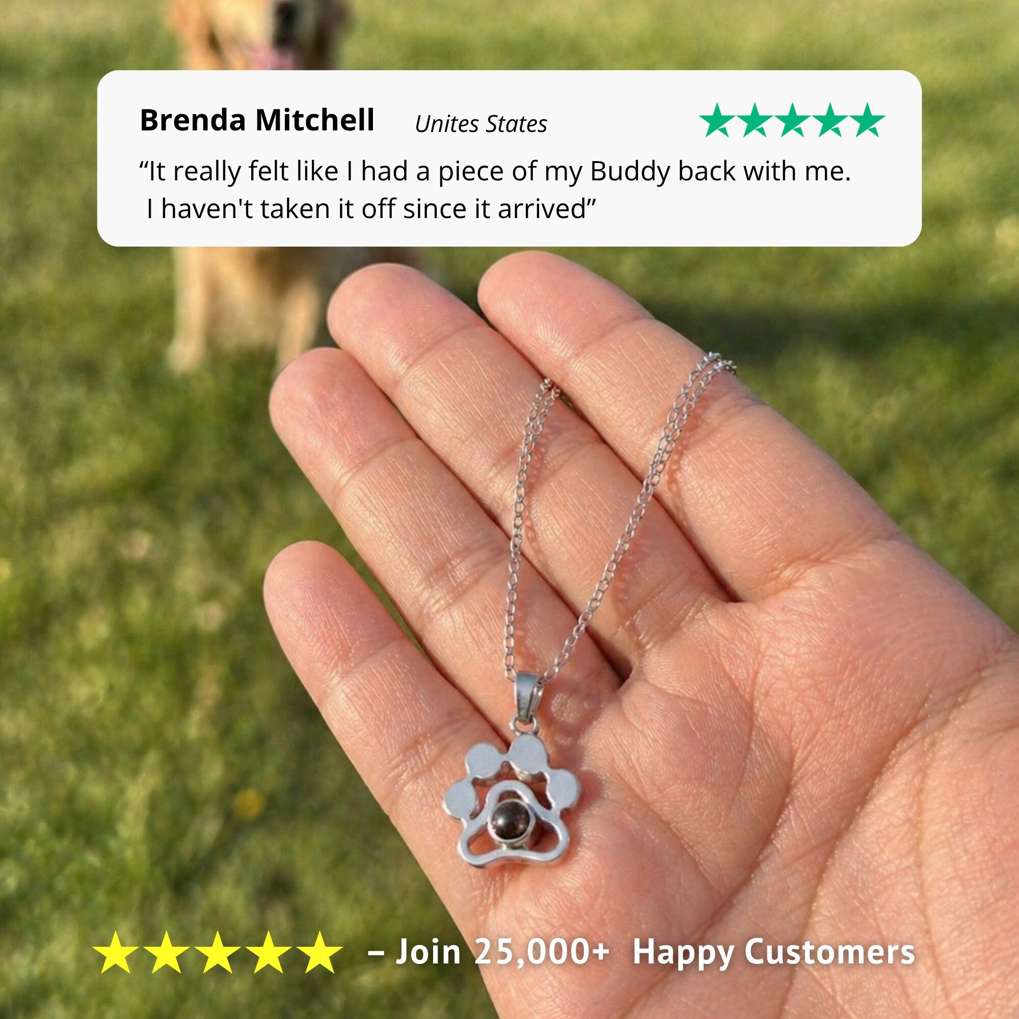 Gemify® Paw necklace + keychain Custom Paw Picture Projection Necklace & Keychain