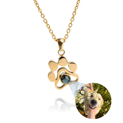 Gemify® Paw necklace + keychain Gold Necklace Custom Paw Picture Projection Necklace & Keychain