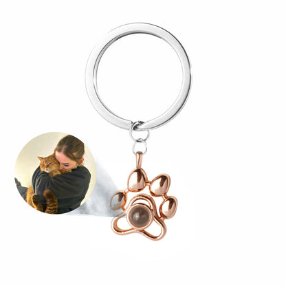 Gemify® Paw necklace + keychain Rose Gold Keychain Custom Paw Picture Projection Necklace & Keychain