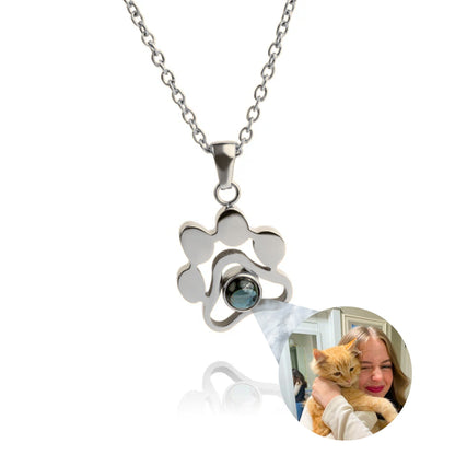 Gemify® Paw necklace + keychain Silver Necklace Custom Paw Picture Projection Necklace & Keychain