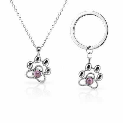 Gemify® Paw necklace + keychain Silver / Necklace & Keychain Set Custom Picture Paw Necklace & Keychain