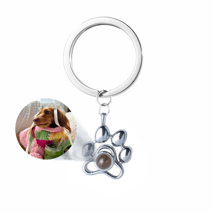 Gemify® Paw necklace + keychain Sliver Keychain Custom Paw Picture Projection Necklace & Keychain