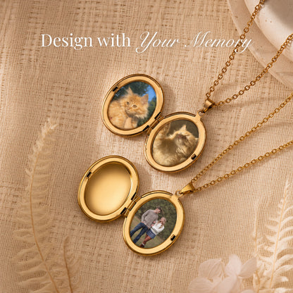 Gemify® Photo Necklace Oval Custom Memory Locket Photo & Engraving Necklace