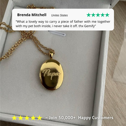 Gemify® Photo Necklace Oval Custom Memory Locket Photo & Engraving Necklace