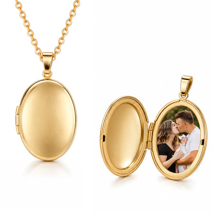 Gemify® Photo Necklace Oval Gold / 1 photo Custom Memory  Photo & Engraving Necklace
